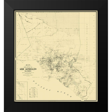 Los Angeles California Landowner - Wildy 1877 Black Modern Wood Framed Art Print by Wildy