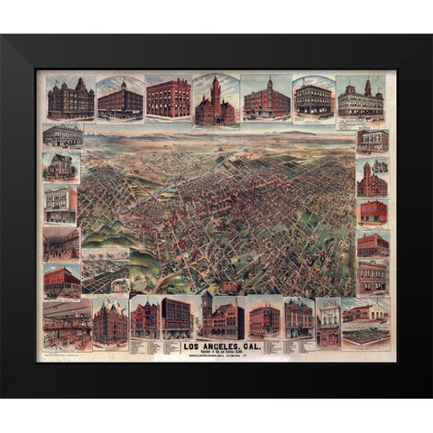 Los Angeles California - 1891 Black Modern Wood Framed Art Print by Unknown