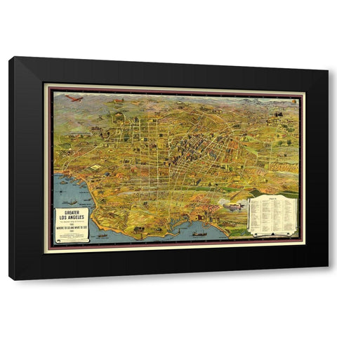 Greater Los Angeles California - 1932 Black Modern Wood Framed Art Print with Double Matting by Unknown