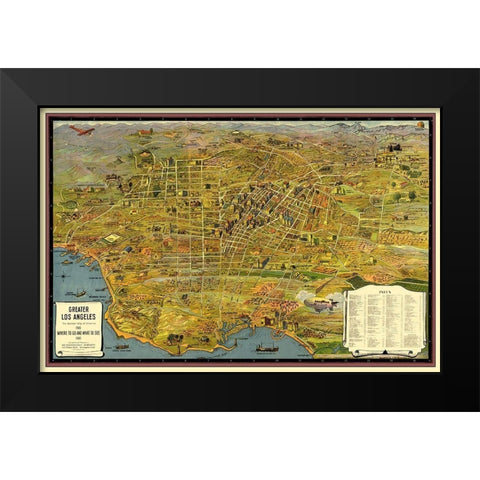 Greater Los Angeles California - 1932 Black Modern Wood Framed Art Print by Unknown