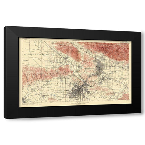 Los Angeles California Quad - USGS 1900 Black Modern Wood Framed Art Print with Double Matting by USGS