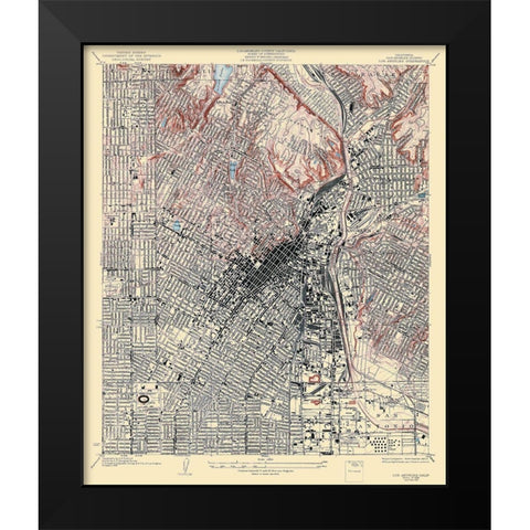 Los Angeles California Quad - USGS 1928 Black Modern Wood Framed Art Print by USGS