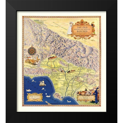 Los Angeles California - Title Ins 1932 Black Modern Wood Framed Art Print by Title Ins