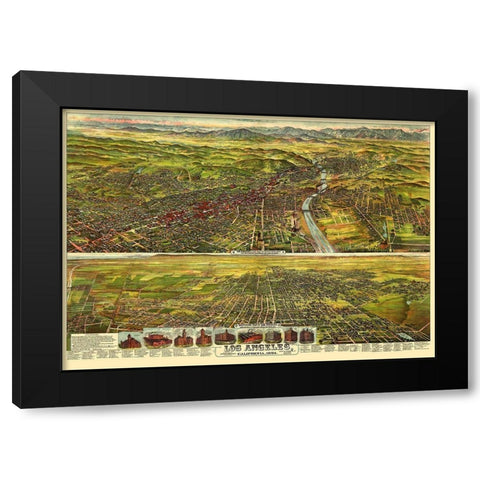 Los Angeles California - Pierce 1894 Black Modern Wood Framed Art Print with Double Matting by Pierce