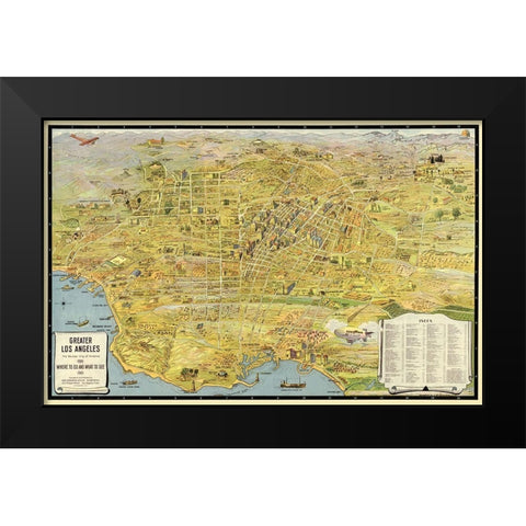 Los Angeles California - Metropolitan Surveys 1932 Black Modern Wood Framed Art Print by Metropolitan Surveys