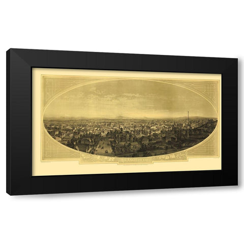 Los Angeles California - Hatch 1888 Black Modern Wood Framed Art Print with Double Matting by Hatch