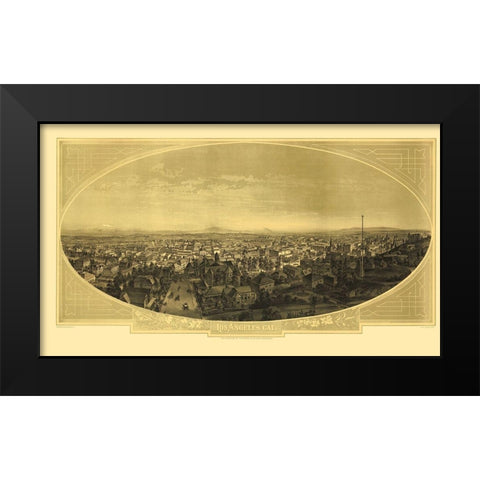 Los Angeles California - Hatch 1888 Black Modern Wood Framed Art Print by Hatch