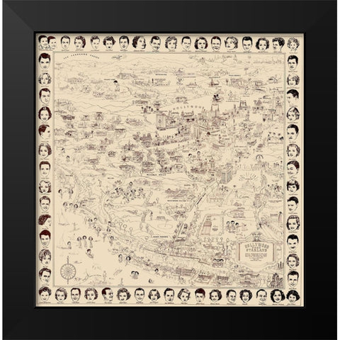 Los Angeles California - Boggs 1937 Black Modern Wood Framed Art Print by Boggs