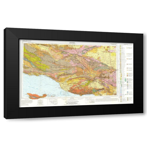 Geologic California Los Angeles Sheet Black Modern Wood Framed Art Print with Double Matting by Jennings