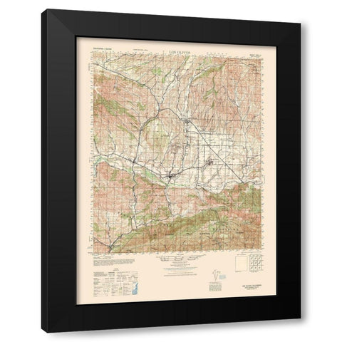 Los Olivos Sheet - US Army 1942 Black Modern Wood Framed Art Print by US Army