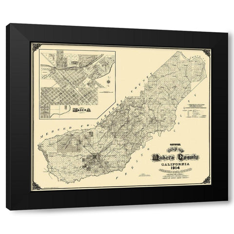Madera California Landowner - Smith 1914 Black Modern Wood Framed Art Print with Double Matting by Smith