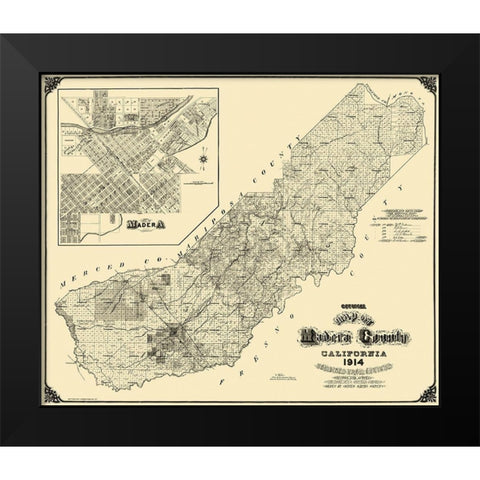 Madera California Landowner - Smith 1914 Black Modern Wood Framed Art Print by Smith