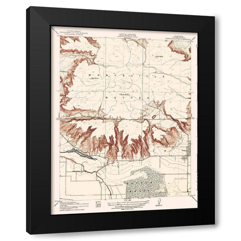 Marysville Buttes California Quad - USGS 1912 Black Modern Wood Framed Art Print by USGS