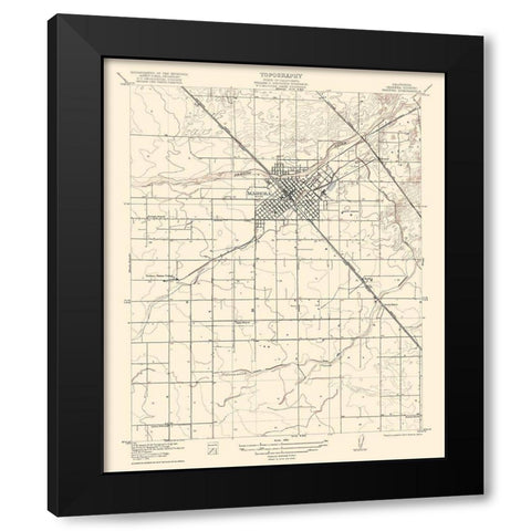 Madera California Quad - USGS 1922 Black Modern Wood Framed Art Print with Double Matting by USGS