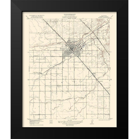 Madera California Quad - USGS 1922 Black Modern Wood Framed Art Print by USGS