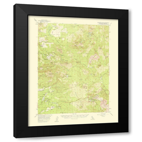 Manzanita Lake California Quad - USGS 1954 Black Modern Wood Framed Art Print by USGS