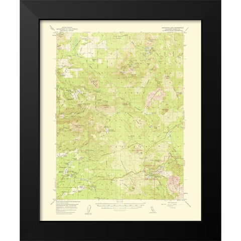 Manzanita Lake California Quad - USGS 1954 Black Modern Wood Framed Art Print by USGS