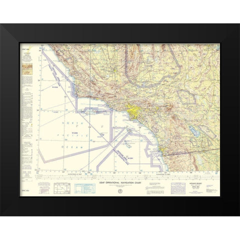 Mojave Desert Nevada California Sheet - USAF 1961 Black Modern Wood Framed Art Print by USAF