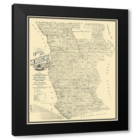 Mendocino California - Rice 1890 Black Modern Wood Framed Art Print with Double Matting by Rice