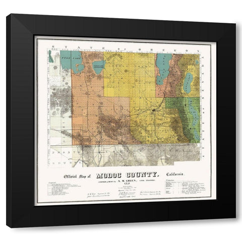Modoc California - Green 1911 Black Modern Wood Framed Art Print with Double Matting by Green