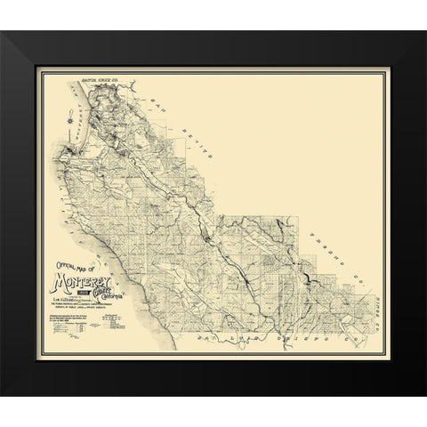 Monterey California - Walkup 1898 Black Modern Wood Framed Art Print by Walkup