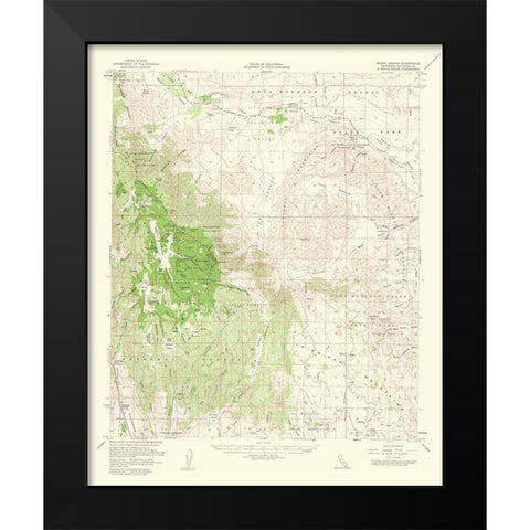Mt Laguna California Quad - USGS 1953 Black Modern Wood Framed Art Print by USGS