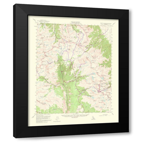 Mt Whitney California Quad - USGS 1964 Black Modern Wood Framed Art Print with Double Matting by USGS