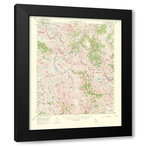 Mt Goddard California Quad - USGS 1953 Black Modern Wood Framed Art Print with Double Matting by USGS