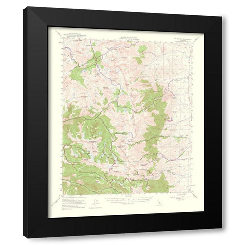 Mt Pinchot California Quad - USGS 1953 Black Modern Wood Framed Art Print by USGS