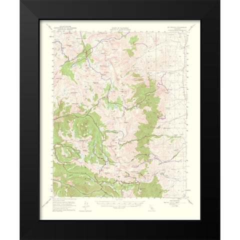 Mt Pinchot California Quad - USGS 1953 Black Modern Wood Framed Art Print by USGS