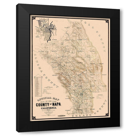 Napa California Landowner - Buckman 1895 Black Modern Wood Framed Art Print with Double Matting by Buckman