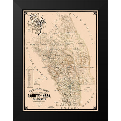 Napa California Landowner - Buckman 1895 Black Modern Wood Framed Art Print by Buckman