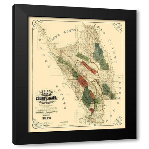 Napa California Landowner - Haas 1876 Black Modern Wood Framed Art Print by Haas