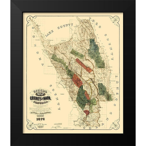 Napa California Landowner - Haas 1876 Black Modern Wood Framed Art Print by Haas