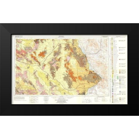 Needles Sheet California Mines - Bishop 1957 Black Modern Wood Framed Art Print by Bishop