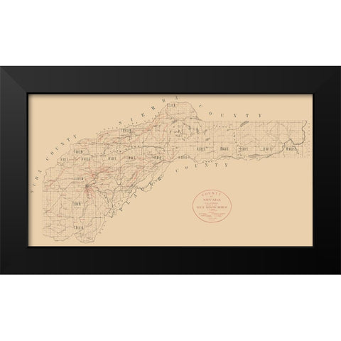 Nevada County California Mining -1909 Black Modern Wood Framed Art Print by Unknown