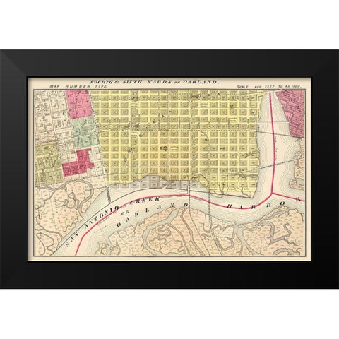 Oakland, 4th And 6th Wards California Landowner Black Modern Wood Framed Art Print by Thompson