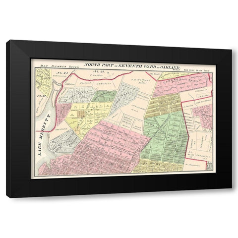 Oakland , North 7th Ward California Landowner Black Modern Wood Framed Art Print by Thompson