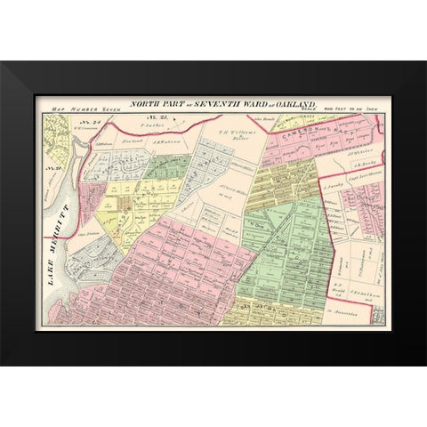 Oakland , North 7th Ward California Landowner Black Modern Wood Framed Art Print by Thompson