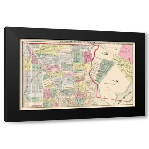 Oakland California Second Ward - Thompson 1878 Black Modern Wood Framed Art Print with Double Matting by Thompson