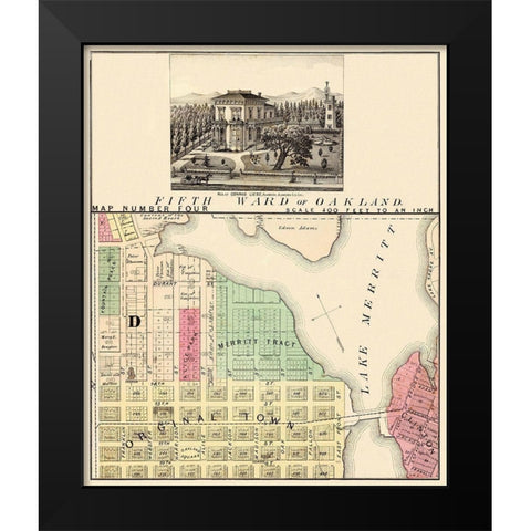 Oakland California Fifth Ward - Thompson 1878 Black Modern Wood Framed Art Print by Thompson