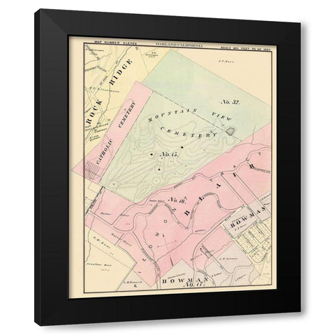 Oakland California Eleventh Ward - Thompson 1878 Black Modern Wood Framed Art Print with Double Matting by Thompson
