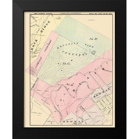 Oakland California Eleventh Ward - Thompson 1878 Black Modern Wood Framed Art Print by Thompson