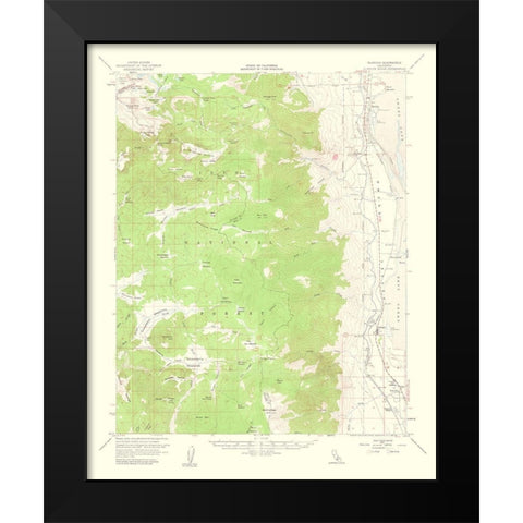 Olancha California Quad - USGS 1963 Black Modern Wood Framed Art Print by USGS