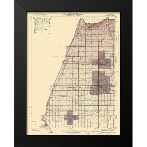 Ontario Vicinity California - USGS 1942 Black Modern Wood Framed Art Print by USGS