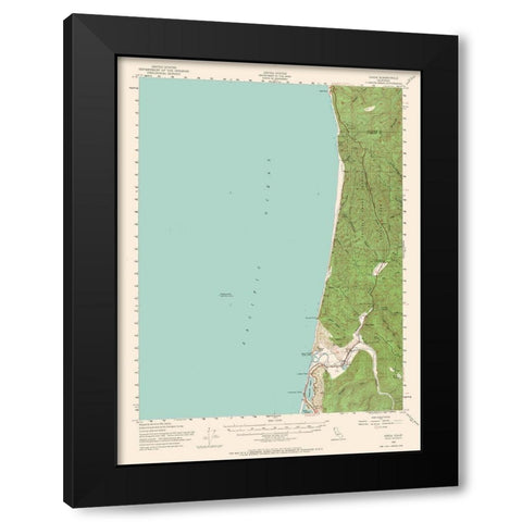Orick California Quad - USGS 1952 Black Modern Wood Framed Art Print with Double Matting by USGS