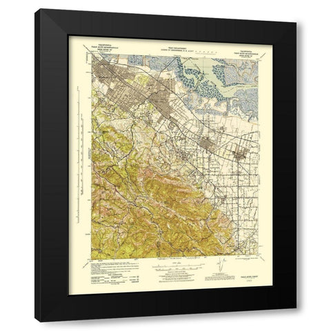 Palo Alto California Quad - USGS 1943 Black Modern Wood Framed Art Print by USGS