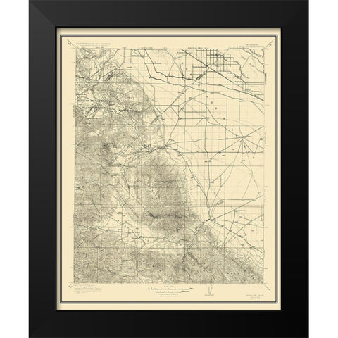 Panoche California Quad - USGS 1913 Black Modern Wood Framed Art Print by USGS