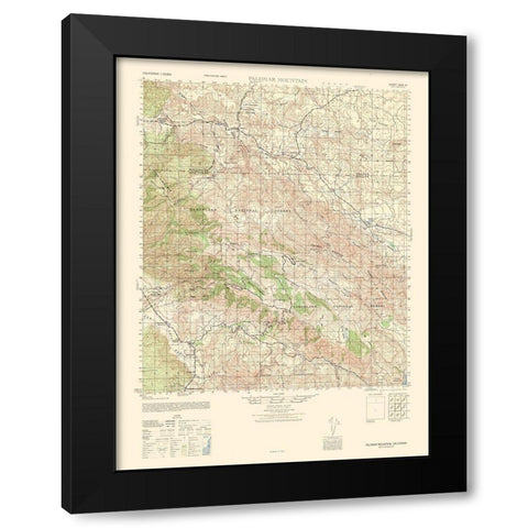 Palomar Mountain Sheet - US Army 1942 Black Modern Wood Framed Art Print by US Army