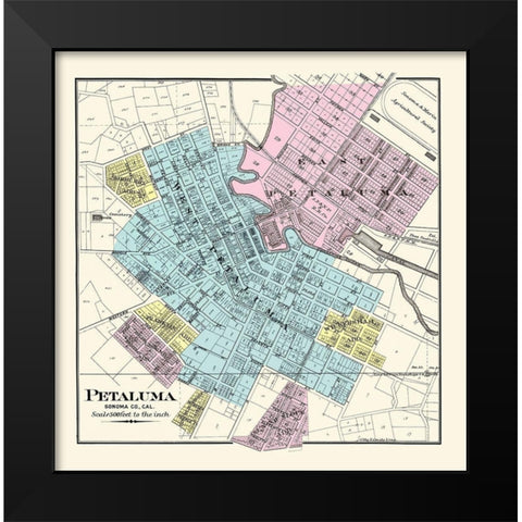 Petaluma California - Thompson 1877 Black Modern Wood Framed Art Print by Thompson